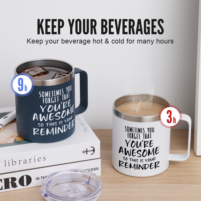 NOWWISH Inspirational Coffee Mug for Men, 14oz Vacuum Insulated Stainless Steel Cup, You Are Awesome Gift for Husband, Boyfriend, Dad - Navy Blue - Image 5