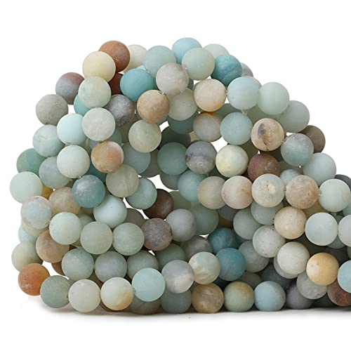 CHEAVIAN 45PCS 8mm Natural Colorful Frosted Amazonite Gemstone Round Loose Beads Stone Beads for Jewelry Making DIY 1 Strand 15