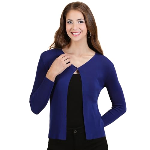 ICW Women's Acrylic Knitted Ribbed Cardigan Front-Open Top Full Sleeve Shrug Jacket for Girls ((ONE Size XS-S-M-L)(Bust Size 30-38 Inch) (in, Alpha, L, Regular, Blue Navy) - Image 1