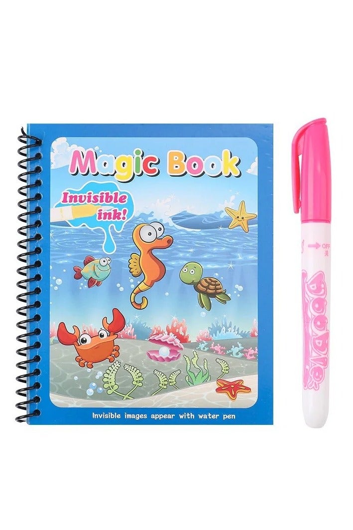 Magic Water Coloring Book for Kids with Refillable Pen – Reusable No-Mess Activity Book for Early Learning & Fun (1 Piece) - Image 3