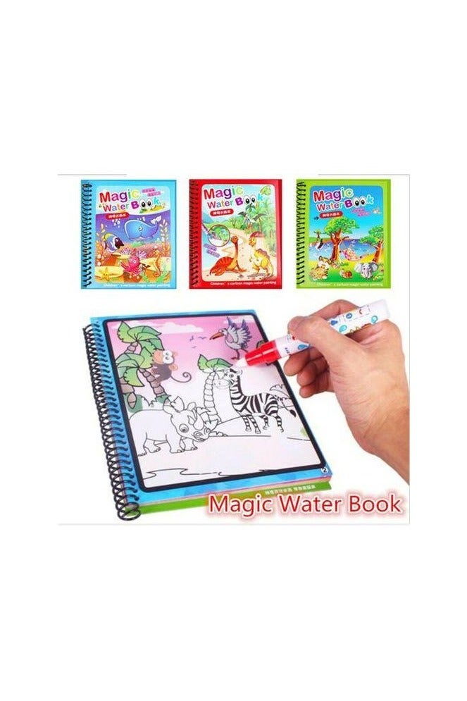 Magic Water Coloring Book for Kids with Refillable Pen – Reusable No-Mess Activity Book for Early Learning & Fun (1 Piece) - Image 1