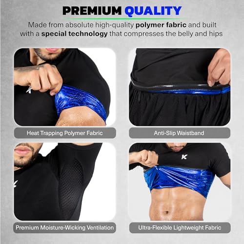 Kewlioo Men's Sauna Suit Shirt - Heat Trapping Sweat Compression Vest, Shapewear Top for Men, Sweat More & Look Great, Gym Workout Exercise Versatile Heat Shaper Jacket (Black, M) - Image 3