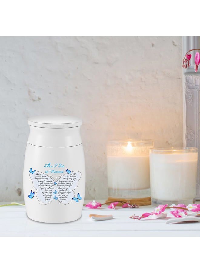 SOITIS Small Aluminium Mini Keepsake Urn - White Butterflies Pattern, Memorial Urn for Human Ashes - Image 5