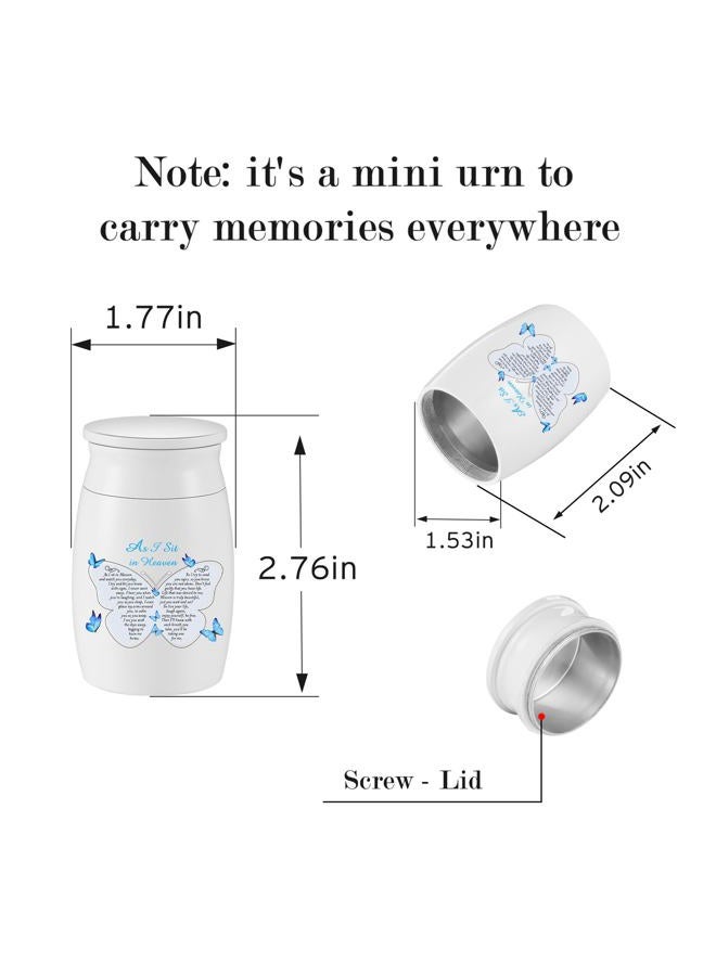 SOITIS Small Aluminium Mini Keepsake Urn - White Butterflies Pattern, Memorial Urn for Human Ashes - Image 2