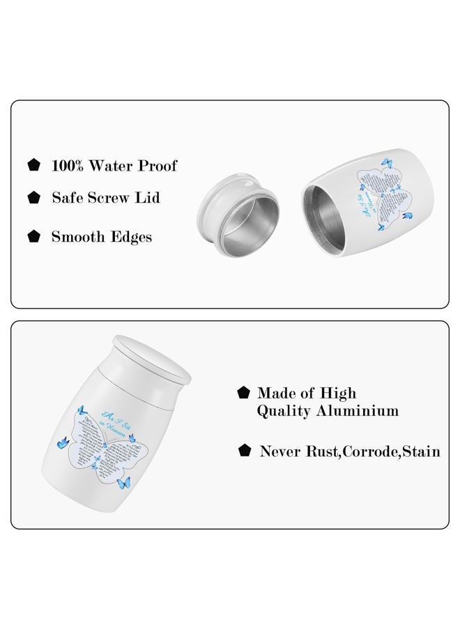 SOITIS Small Aluminium Mini Keepsake Urn - White Butterflies Pattern, Memorial Urn for Human Ashes - Image 3