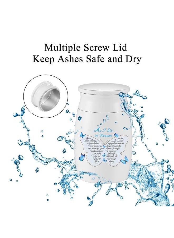 SOITIS Small Aluminium Mini Keepsake Urn - White Butterflies Pattern, Memorial Urn for Human Ashes - Image 4