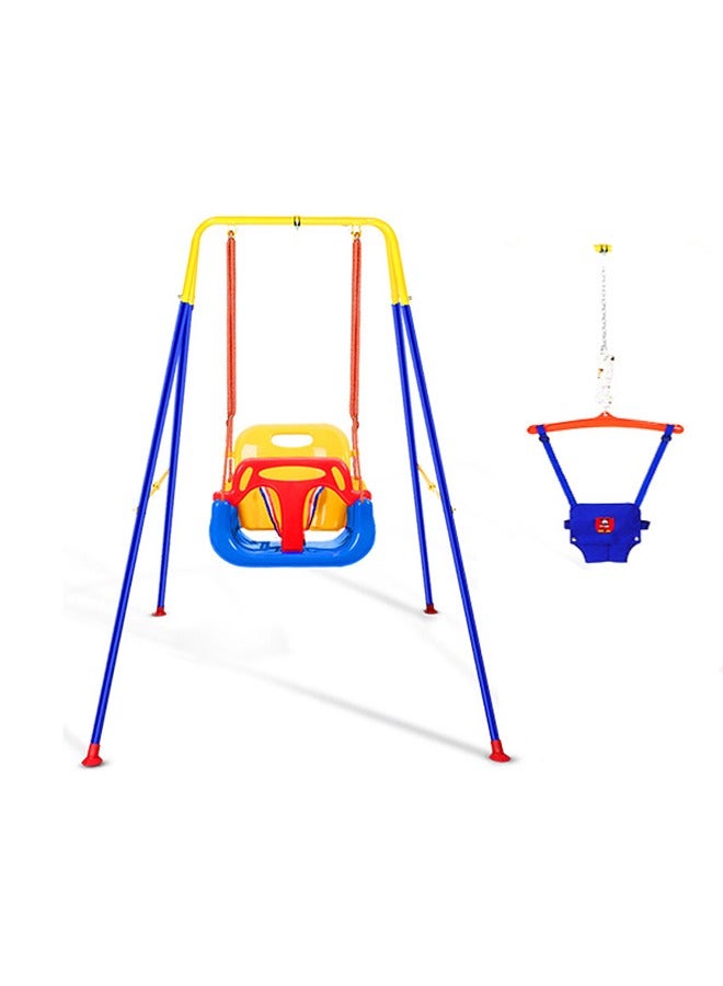 ما بيبي أرجوحة أطفال ٣ في ١، كرسي هزاز للأطفال، مركز أنشطة للأطفال الصغار | للاستخدام الداخلي والخارجي | ارتفاع قابل للتعديل | حامل قابل للطي لسهولة التخزين والحمل - Image 1