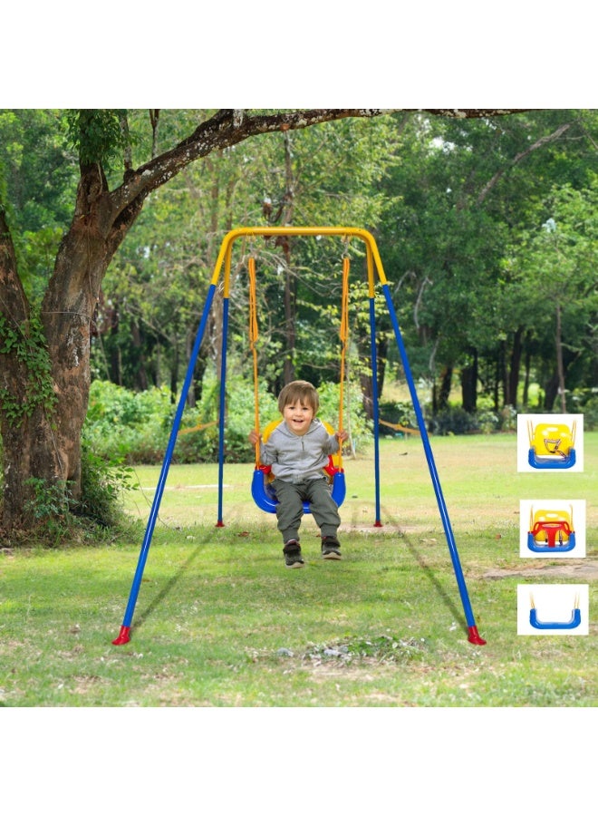 ما بيبي أرجوحة أطفال ٣ في ١، كرسي هزاز للأطفال، مركز أنشطة للأطفال الصغار | للاستخدام الداخلي والخارجي | ارتفاع قابل للتعديل | حامل قابل للطي لسهولة التخزين والحمل - Image 2