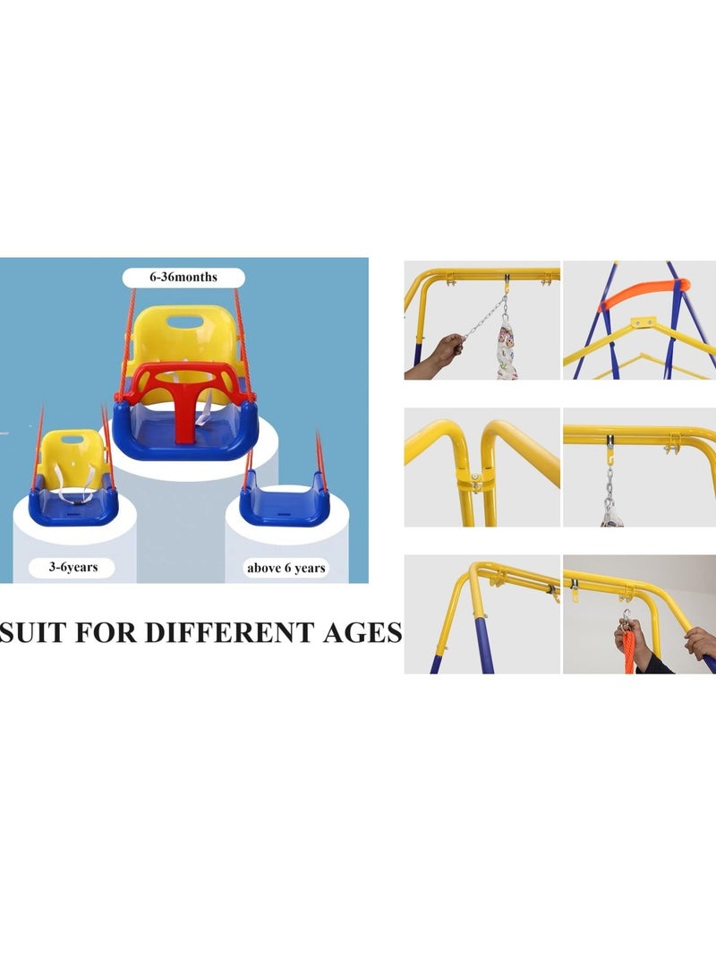 ما بيبي أرجوحة أطفال ٣ في ١، كرسي هزاز للأطفال، مركز أنشطة للأطفال الصغار | للاستخدام الداخلي والخارجي | ارتفاع قابل للتعديل | حامل قابل للطي لسهولة التخزين والحمل - Image 4