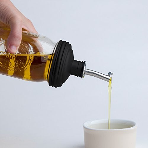 reCap Mason Jar Pour Spout and Olive Oil Dispenser | Regular Mouth | Black | Made in the USA | Leak-proof | Freezer-proof - Image 3