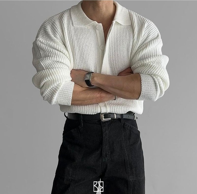 Cool Tarz Cool Style White Button Detailed Regular Fit Cardigan  - Image 2