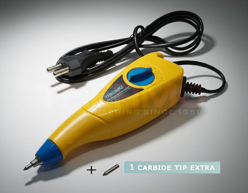 Thermo آلة النقش الكهربائية المحمولة (نوع الاهتزاز) من البلاستيك ABS مع 9 خطوات لضبط السكتة الدماغية - صنع في بهارات (آلة النقش مع 2 نصائح) - Image 2