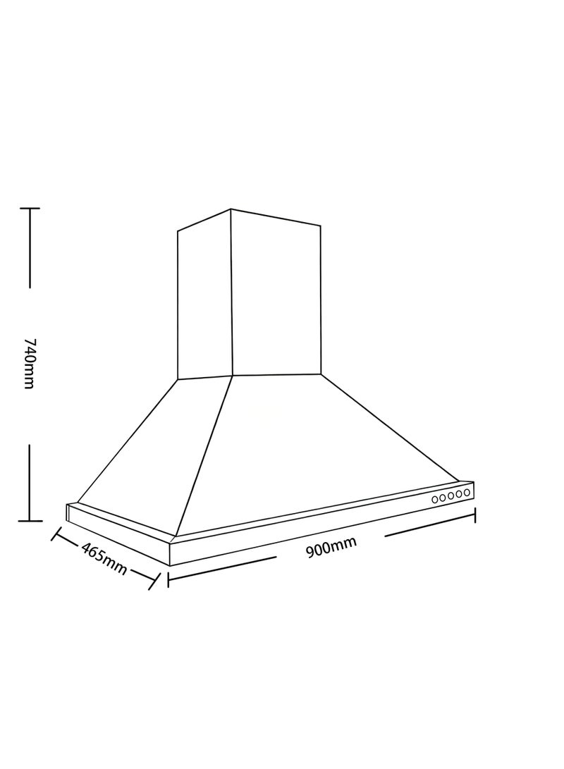 بوكو شفاط هرمي 90 سم - قوة 650 متر مكعب - عاكس - 3 سرعات - 3 فلاتر ألومنيوم CK-WBF48 أسود - Image 5