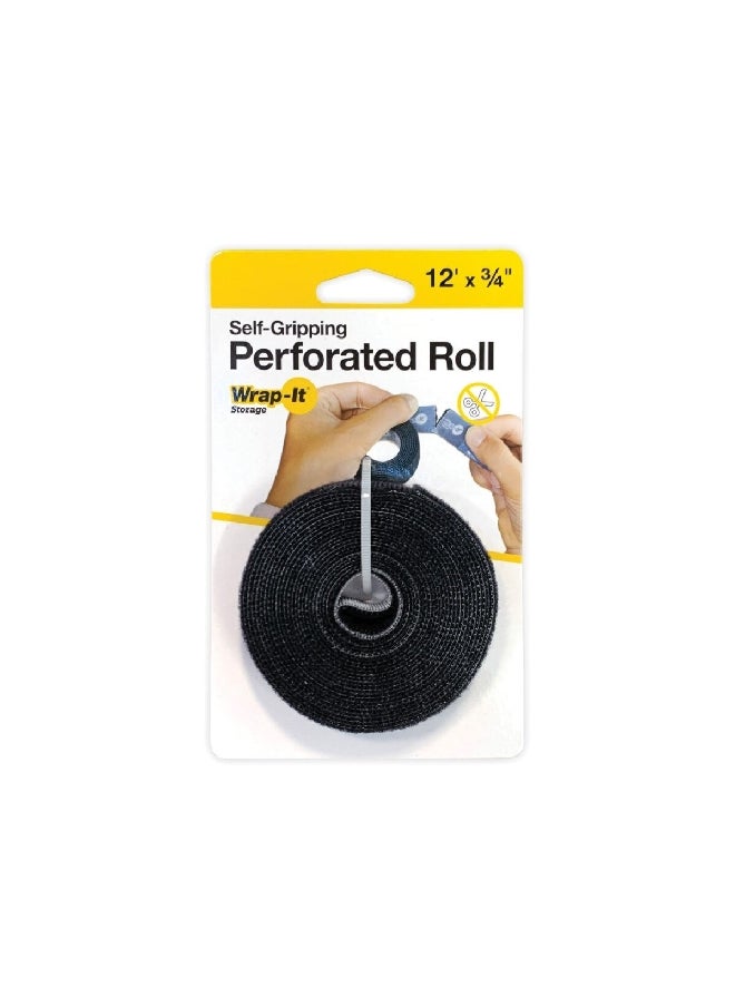 Wrap-It Storage Self Gripping Perforated Roll Black 12 ft 400-12X75PBL  - Image 1