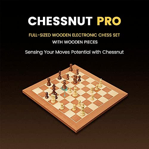 Chessnut لوحة شطرنج إلكترونية بحجم بطولة Chessnut Pro 55 سم مع التعرف على القطع الخشبية بالكامل وذكاء اصطناعي وأضواء LED مجموعة شطرنج ذكية احترافية - Image 5