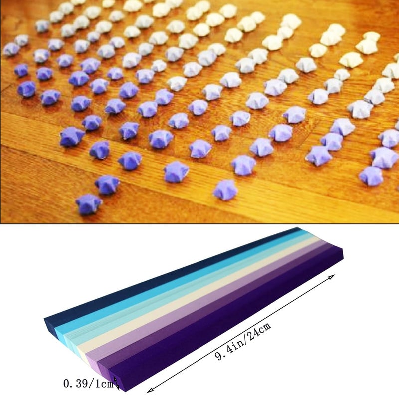 Loaengeo Star origami, origami star paper strips, lucky star decorative paper strips, DIY handicrafts (blue purple gradient (540 pieces)) - Image 4