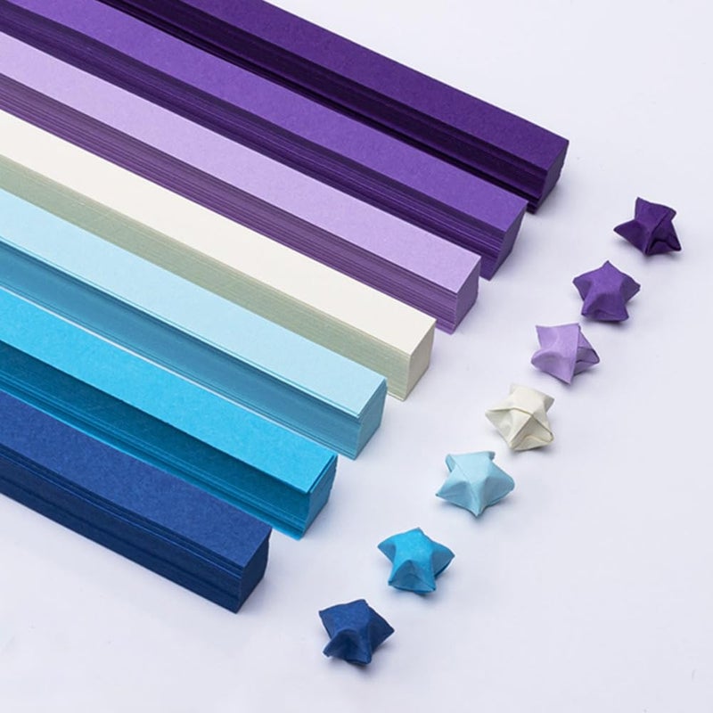 Loaengeo Star origami, origami star paper strips, lucky star decorative paper strips, DIY handicrafts (blue purple gradient (540 pieces)) - Image 5