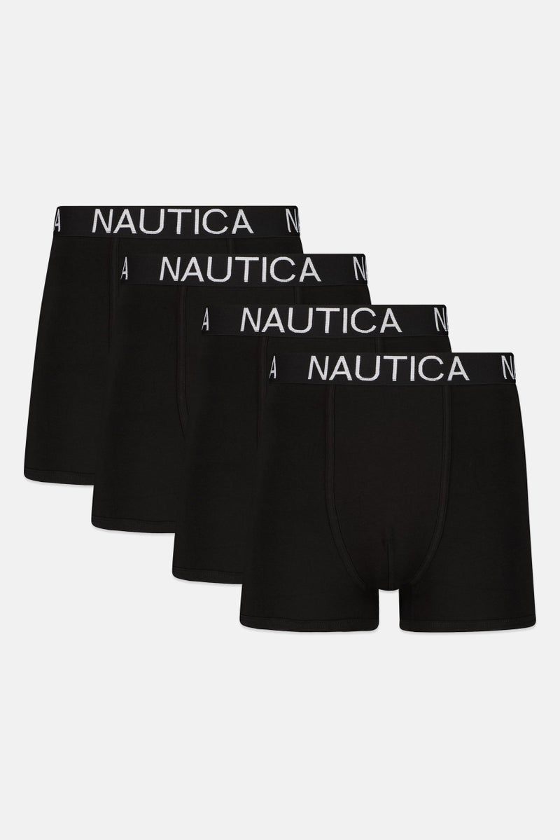NAUTICA Men 4 Pcs Brand Logo Boxer, Black - Image 1