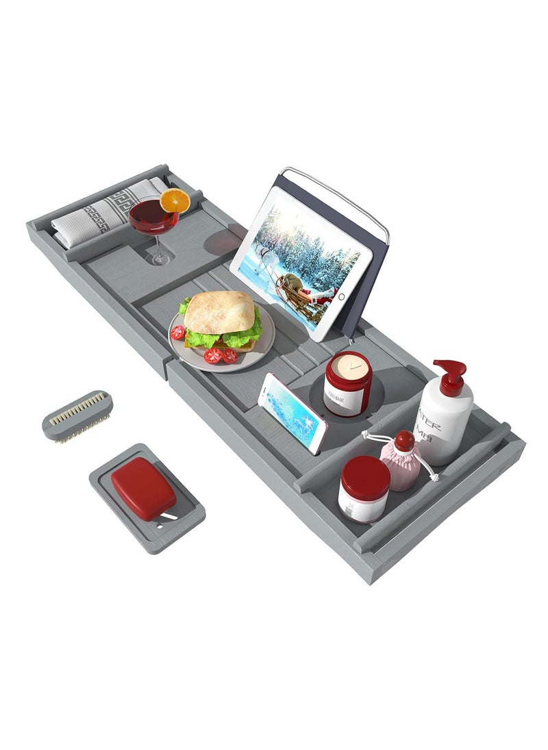 Sharpdo Bathtub Storage Tray - Bamboo Adjustable Bathroom Storage Tray for Luxurious SPA or Reading  - Image 1