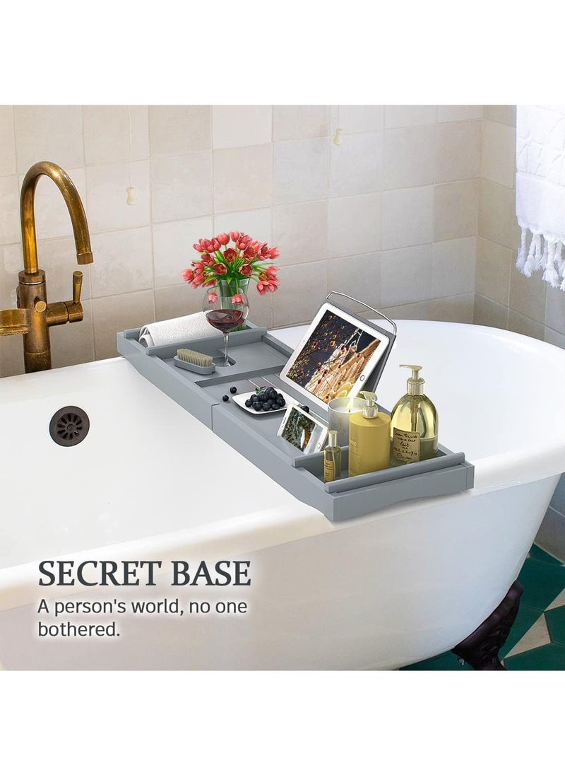 Sharpdo Bathtub Storage Tray - Bamboo Adjustable Bathroom Storage Tray for Luxurious SPA or Reading  - Image 2