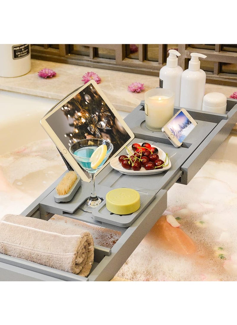 Sharpdo Bathtub Storage Tray - Bamboo Adjustable Bathroom Storage Tray for Luxurious SPA or Reading  - Image 4