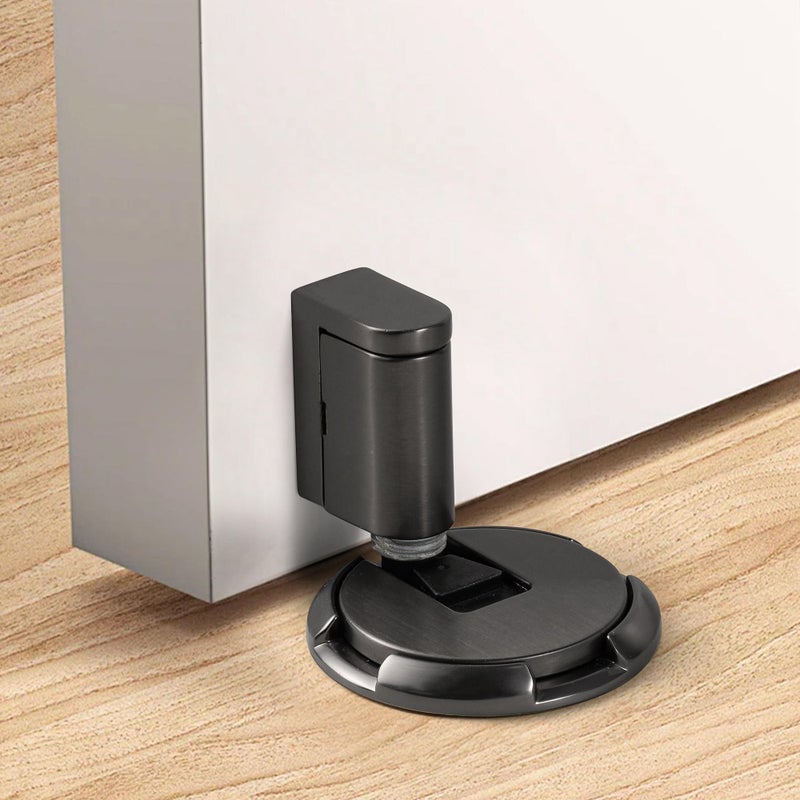 SAILANKA Windproof Door Stopper Indoor Heavy Duty Floor Door Stop Keep Door Open Mechanical No Drilling Door Stopper with Screws and Adhesive Pads, 1 Pack, Grey - Image 3
