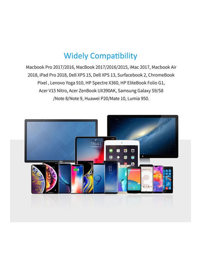تشوتيك محول بمنفذ ثاندر بولت 3 إلى دقة كامة الوضوح 60 هرتز بكابل USB-C إلى HDMI من النايلون المضفر رمادي - Image 3