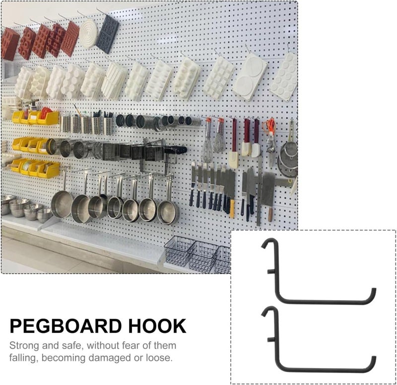 Ciieeo 2pcs Metal Pegboard Hooks Black Pegboard Hangers Painted Finish for Garage Tool Storage and Shop Display Organizer - Image 3