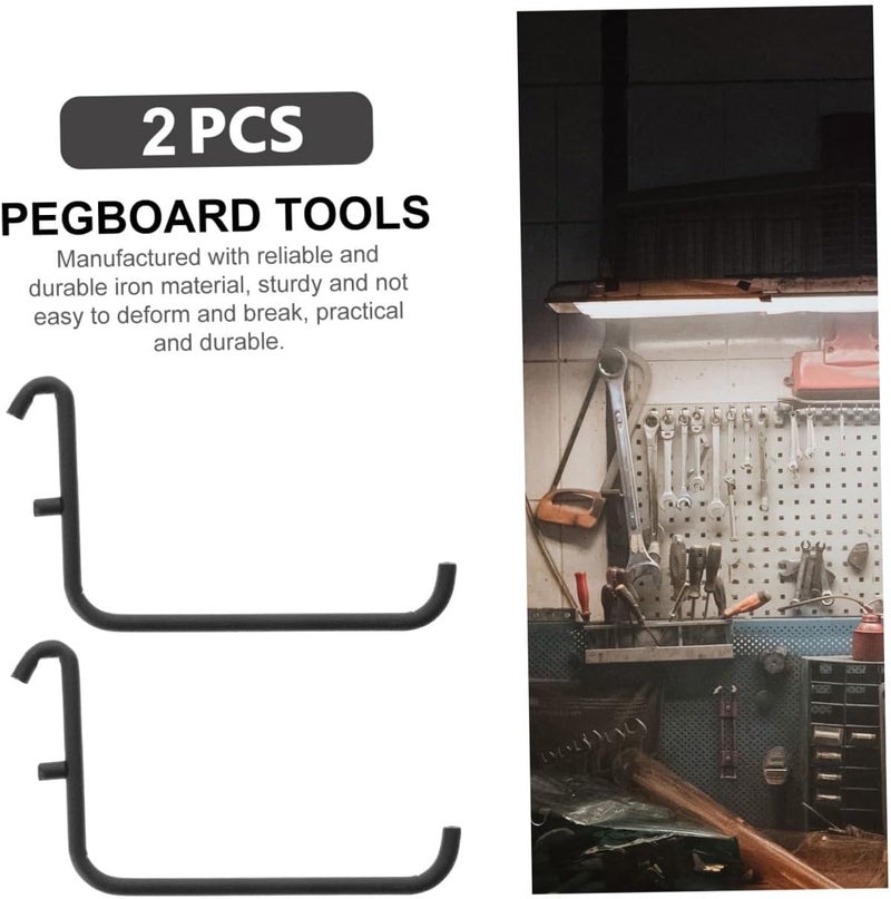 Ciieeo 2pcs Metal Pegboard Hooks Black Pegboard Hangers Painted Finish for Garage Tool Storage and Shop Display Organizer - Image 5