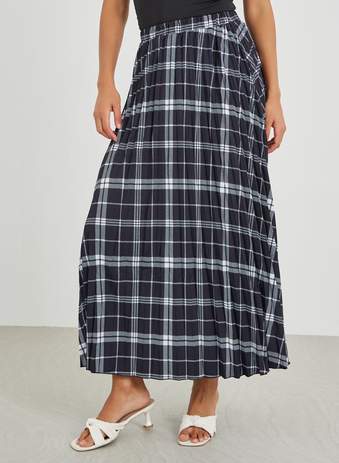 Styli Checked A-Line Midi Skirt - Image 2