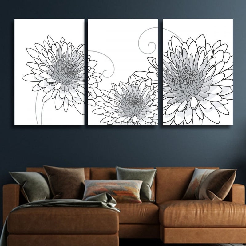 Marktna Three modern-designed canvas panels with a hollow frame, measuring (90×40), three pieces - Image 1