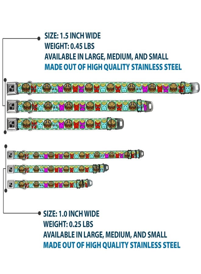 Buckle Down Buckle-Down Seatbelt Buckle Dog Collar - Burger & Fries Cartoon Straight Green Tablecloth - 1" Wide - Fits 11-17" Neck - Medium - Image 3
