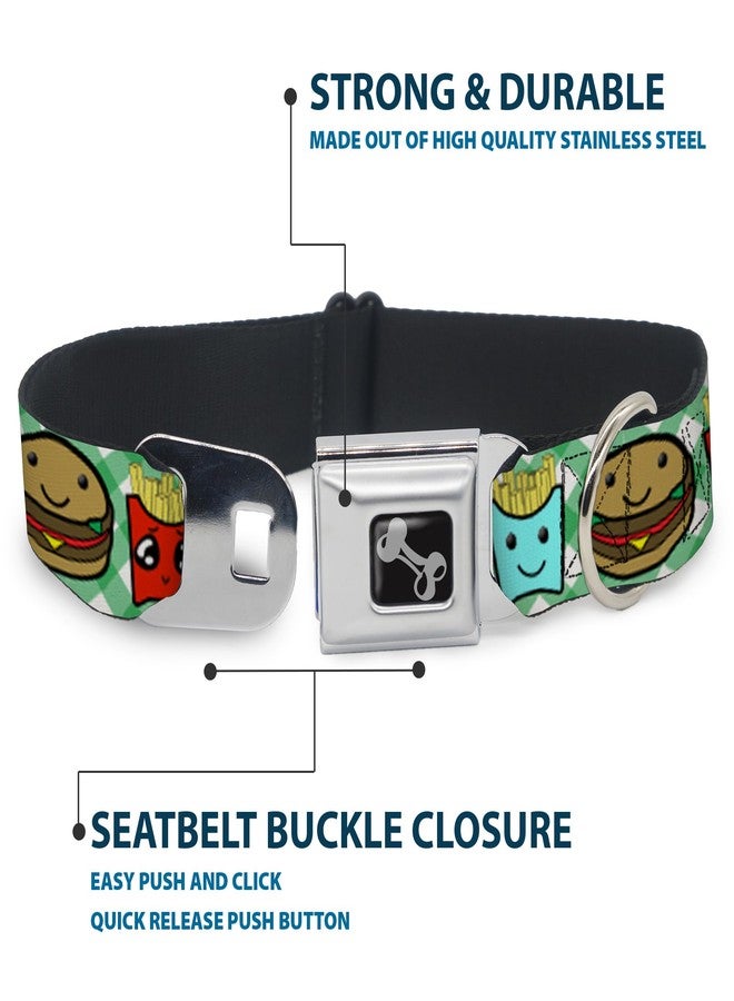 Buckle Down Buckle-Down Seatbelt Buckle Dog Collar - Burger & Fries Cartoon Straight Green Tablecloth - 1" Wide - Fits 11-17" Neck - Medium - Image 4