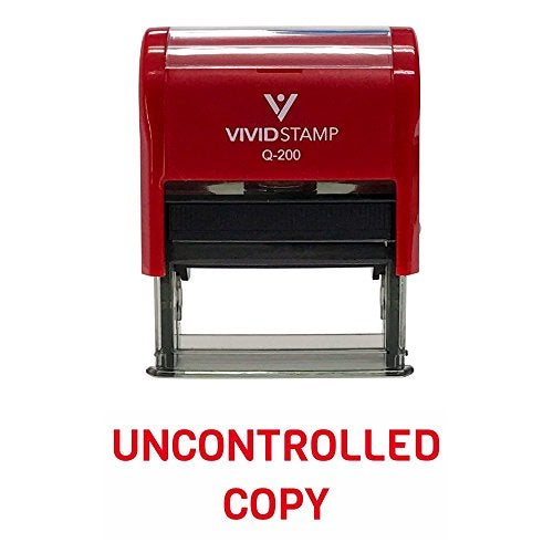 Vivid Stamp UNCONTROLLED Copy Self Inking Rubber Stamp (Red Ink) - Medium - Image 1