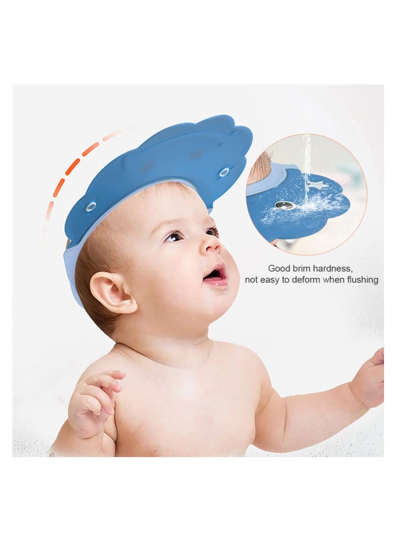 Adjustable Baby Shower Cap 2 Pack Soft Silicone Hair Washing Shield Visor for Kids Over 6 Months Head Protector Bath Hat - Image 3