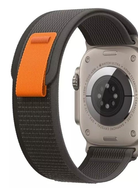 Nylon Replacement Band Compatible with Apple Watch Series 9/Ultra/Ultra 2 45/49mm, Black with Gray