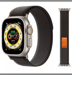 Generic Nylon Replacement Band Compatible with Apple Watch Series 9/Ultra/Ultra 2 45/49mm, Black with Gray  - Image 3