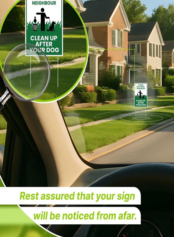 ULVEOL 3X Single Sided 12х8 inch Clean Up After Your Dog Plastic Sign with Metal H-Stakes - Be a Good Neighbor Sign - Pick Up Your Dog Poop Signs - Keep Off Grass Dog Poop - Clean Up After Your Dog Signs - Image 4
