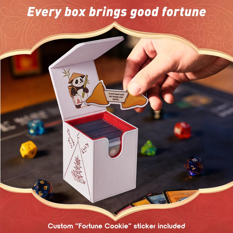 Venssu Chinese Takeout Deck Box with Commander Display, MTG Deck Case Fits 100 Double Sleeved Cards / 35+ Toploaders, Fake Leather Storage Box with 2 Dividers, Compatible with TCG/PTCG Cards - Image 4