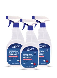 V Care Anti-Bacterial Disinfectant Sanitizing Multi-Purpose Spray 750ml - Pack of 3
