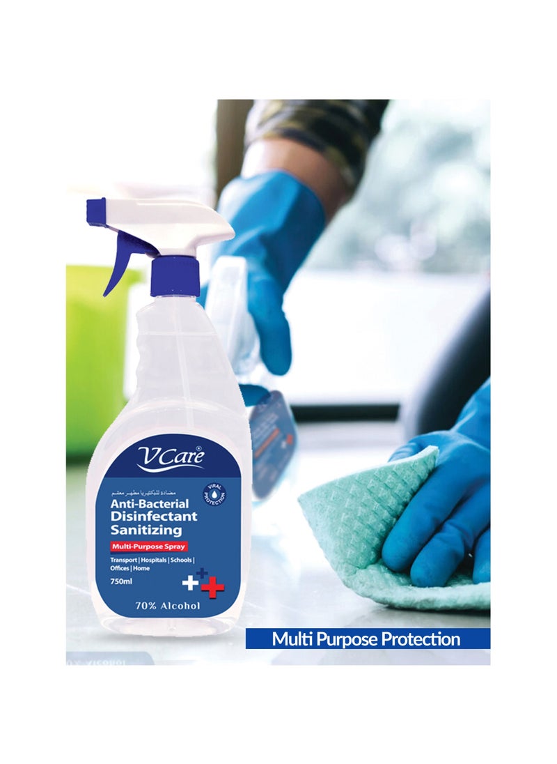 VCare - V Care Anti-Bacterial Disinfectant Sanitizing Multi-Purpose Spray 750ml - Pack of 3 - Image 1