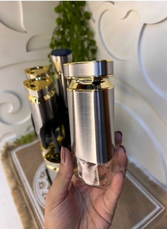 Generic Stainless spice set 12-piece spice set + 2 stainless steel rotating stands * glass and the cover is hardened plastic, silver stainless steel inlaid with gold, very high quality, imported  - Image 4