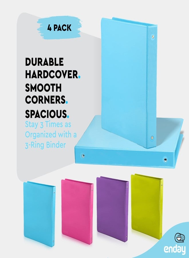 Enday 1 Inch 3 Ring Binder 1” Binder Clear View Cover with 2 Inside Pockets, Colored School Supplies Office and Home Binders Assorted Colors May Vary (4 Pack) - by Enday - Image 4
