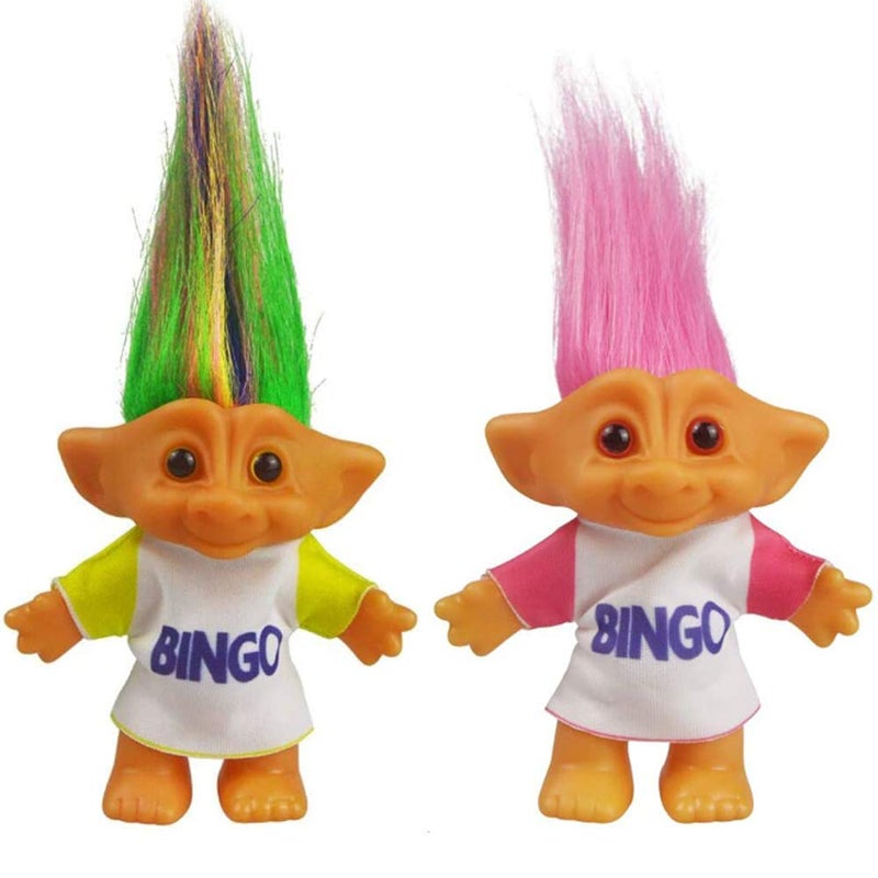 Yintlilocn 2pcs Vintage Troll Dolls SetRetro Troll Doll Chromatic Adorable for Collections School Project Arts and Crafts Party Favors - Image 3