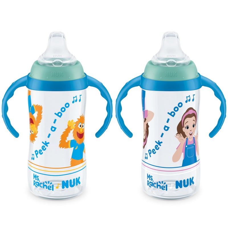 NUK Learner Cup, Ms. Rachel, 10 oz, 8+ Months, 2 pack â€“ Soft Spout, Easy-Grip Handles, BPA Free, Spill Proof Transition Sippy Cup - Image 1