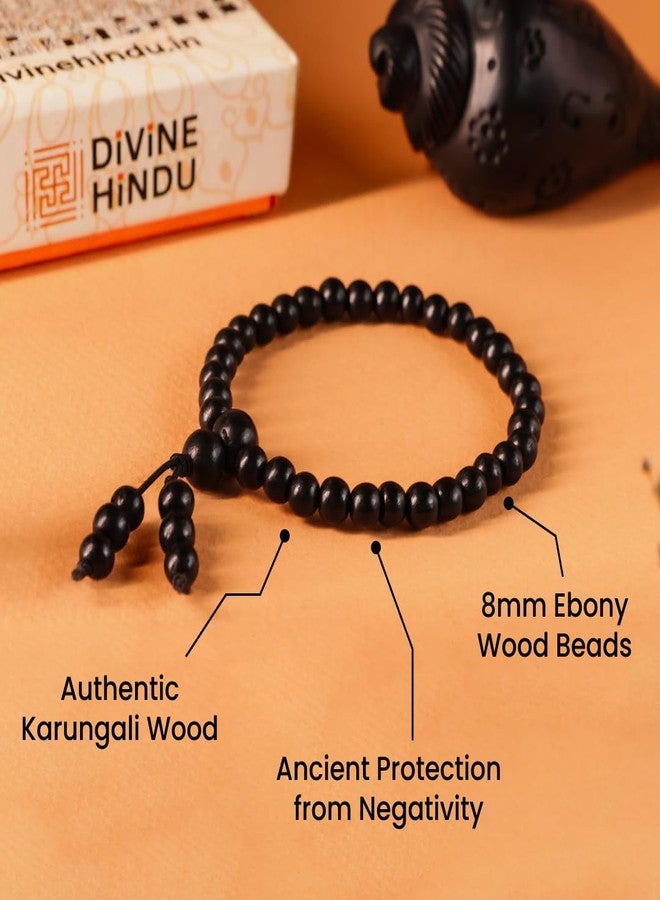 Divine Hindu Authentic Karungali Malai Bracelet For Men & Women Premium Ebony Wood Spiritual Bracelet (DH-BRC-34-8MM) - Image 3