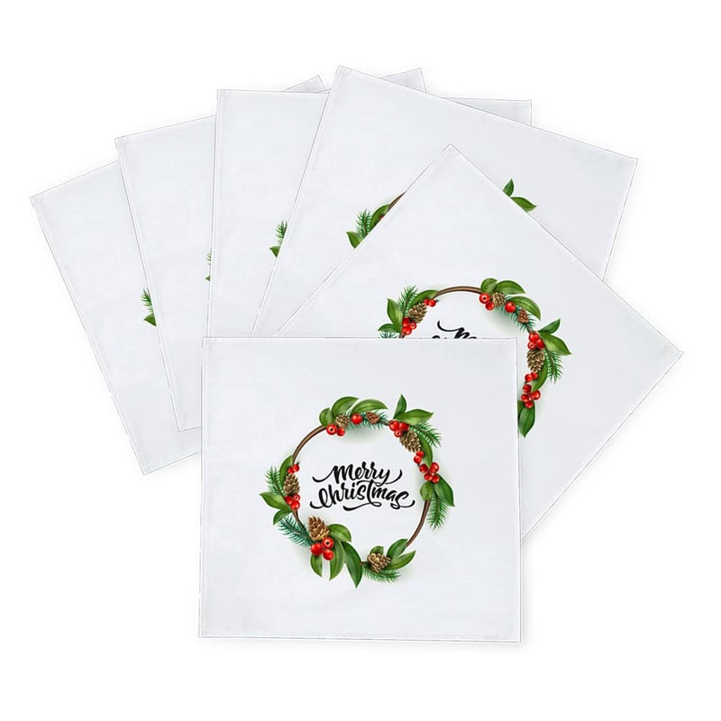 Khakee 6 Pcs Christmas Theme Silk Table Napkins 10x 10 for Xmas Decoration Christmas OrnamentsChristmas Giftxmas21171 - Image 2