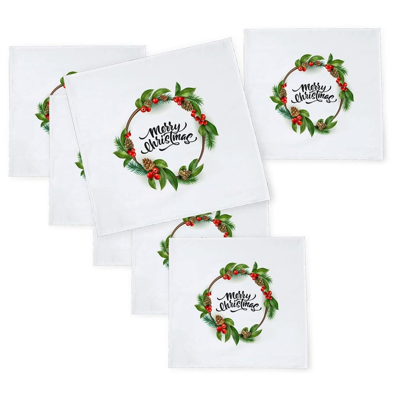 Khakee 6 Pcs Christmas Theme Silk Table Napkins 10x 10 for Xmas Decoration Christmas OrnamentsChristmas Giftxmas21171 - Image 1