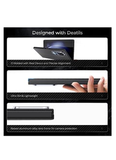 Aookay Magnetic Case for Samsung Galaxy Z Fold 6 5G, Real 600D Aramid Fiber Kevlar 600D Slim Thin Touch Feeling Ultra Light, Compatible with Mag-Safe Support Wireless Charging Cover for Fold 6 (Deep Black)  - Image 4