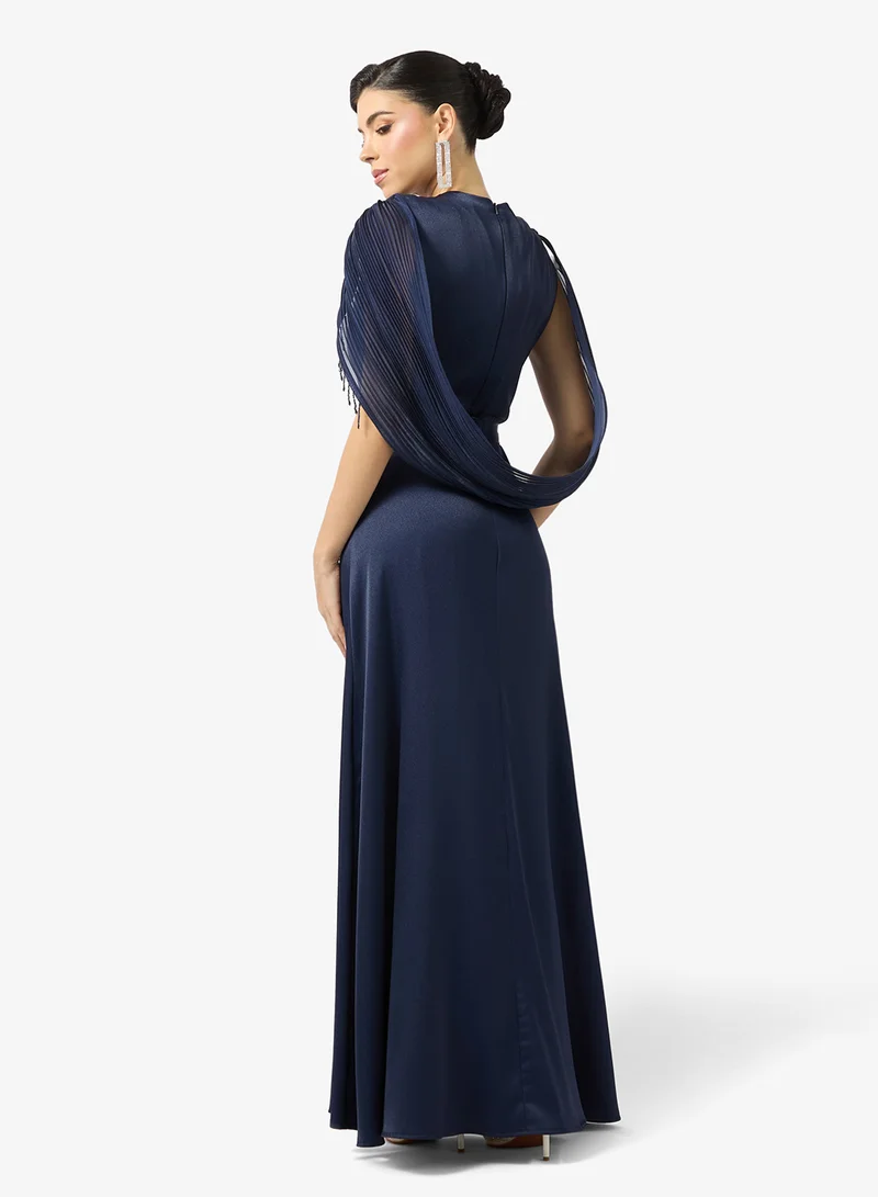 Namshi x Bead Embellished Statement Sleeve A Line Dress